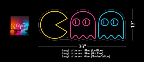 Pac-Man Chasing Ghosts Trendy Neon Sign - Image 4