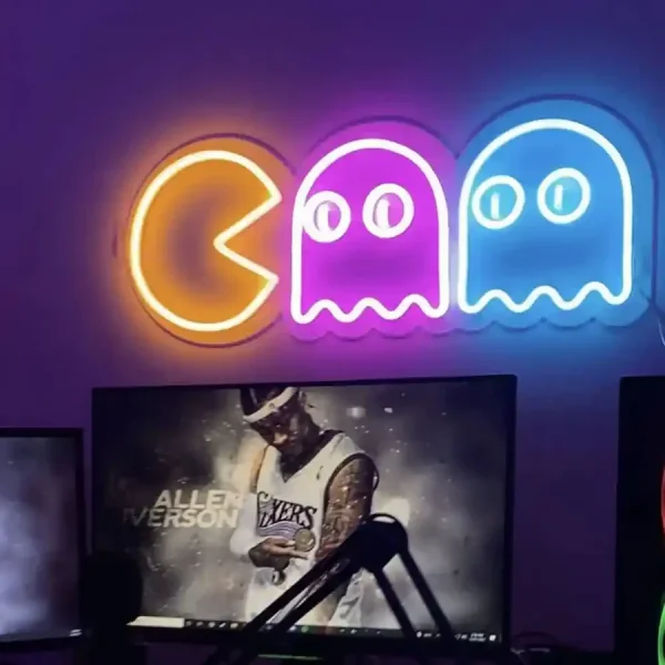 Pac-Man Chasing Ghosts Trendy Neon Sign - Image 3